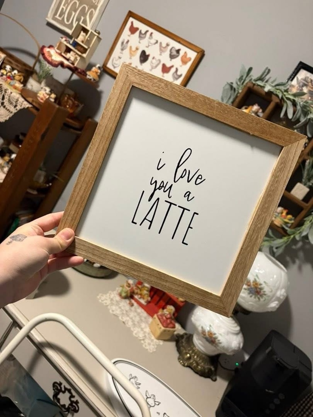 I Love You a Latte Framed Wall Art - White & Wood